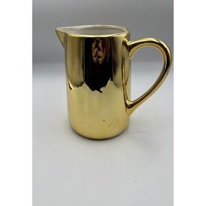 Royal Worcester Like Embossed Gold W Heart  Porcelain 32 oz. Pitcher 7" Tall